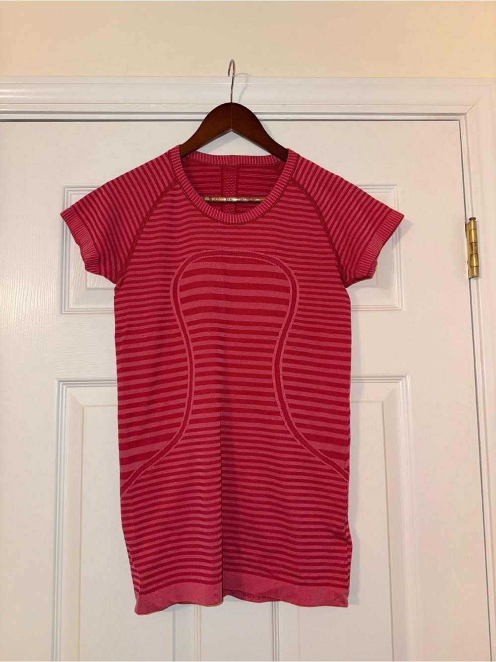 lululemon athletica Pink Striped Short Sleeve Tee